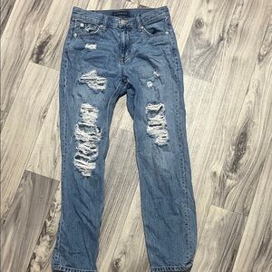 Aeropostale Light Blue Distressed Straight Leg Jeans